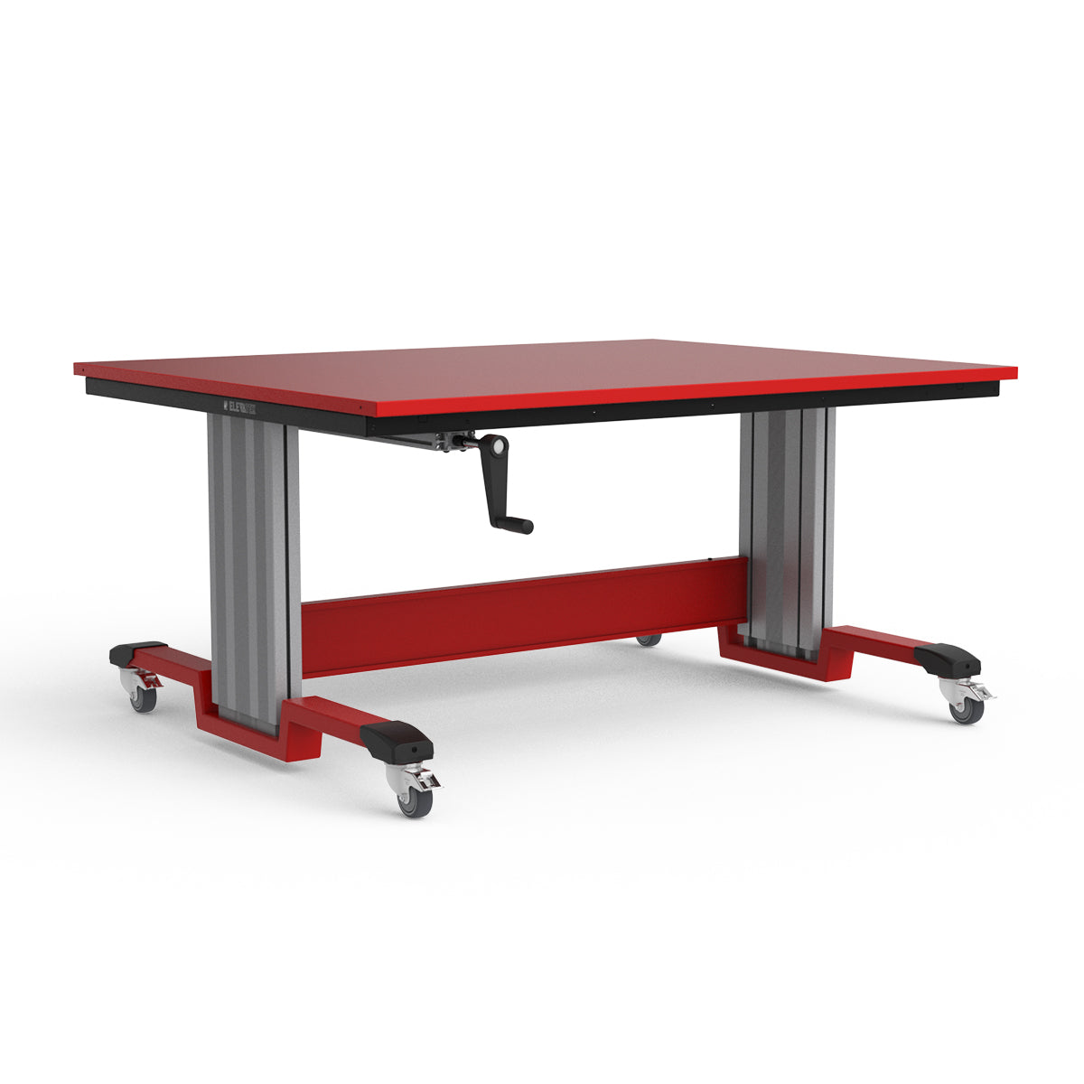 Mobile Adjustable Height Workbench - Painted Steel Top