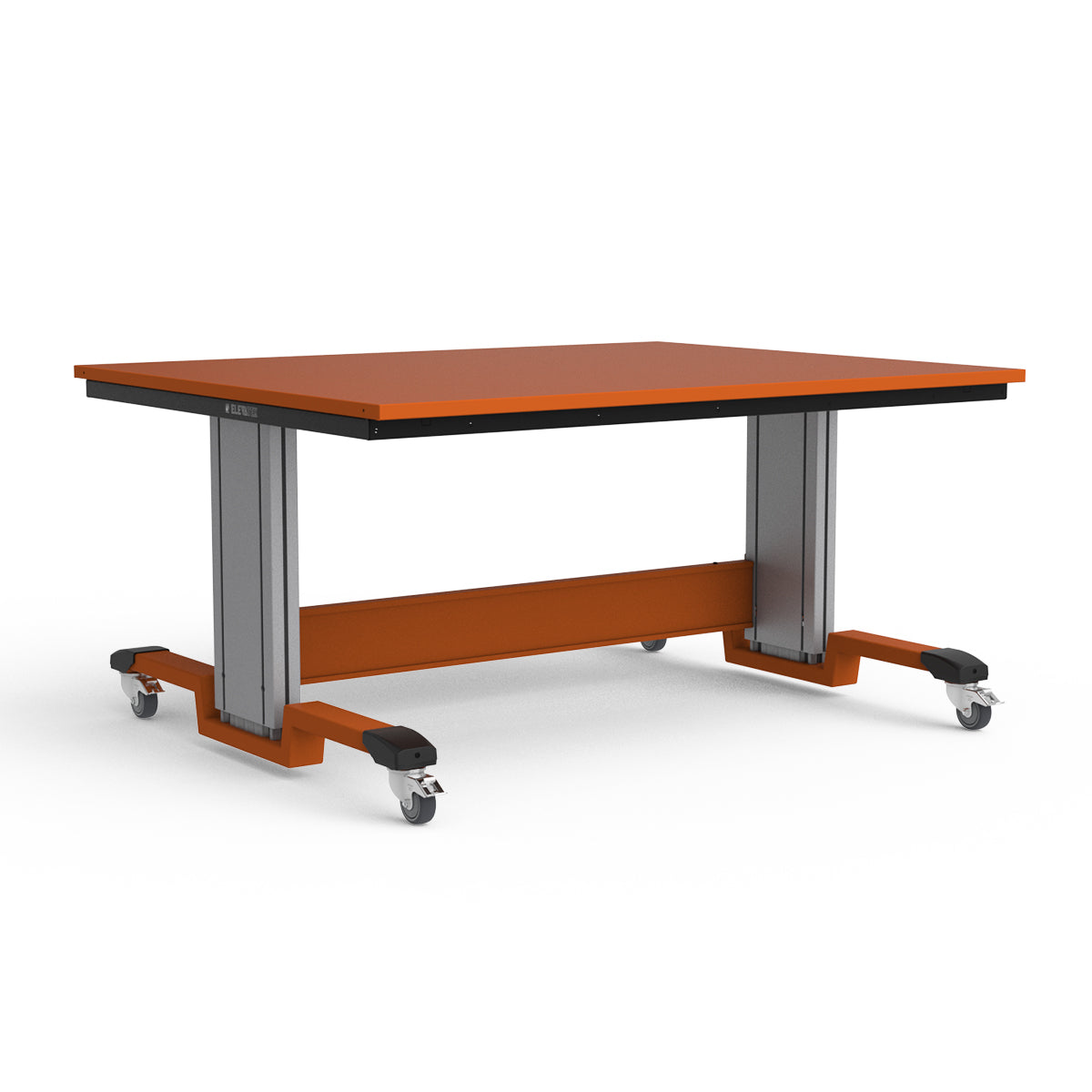 Mobile Adjustable Height Workbench - Painted Steel Top