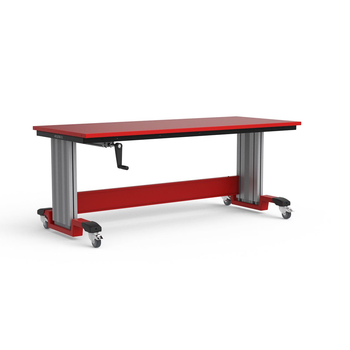 Mobile Adjustable Height Workbench - Painted Steel Top