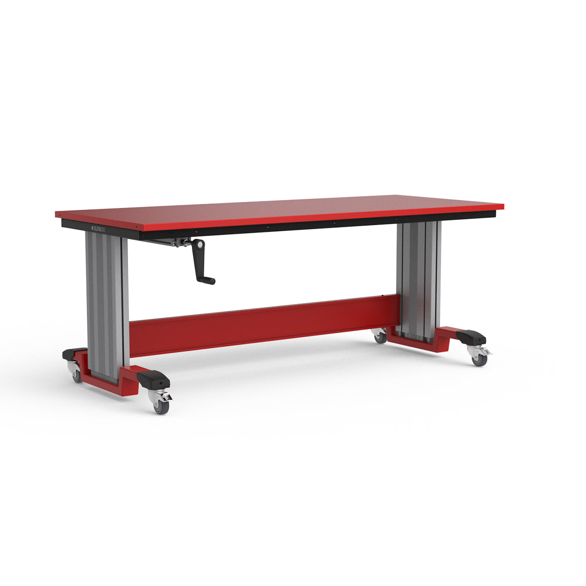 Mobile Adjustable Height Workbench - Painted Steel Top
