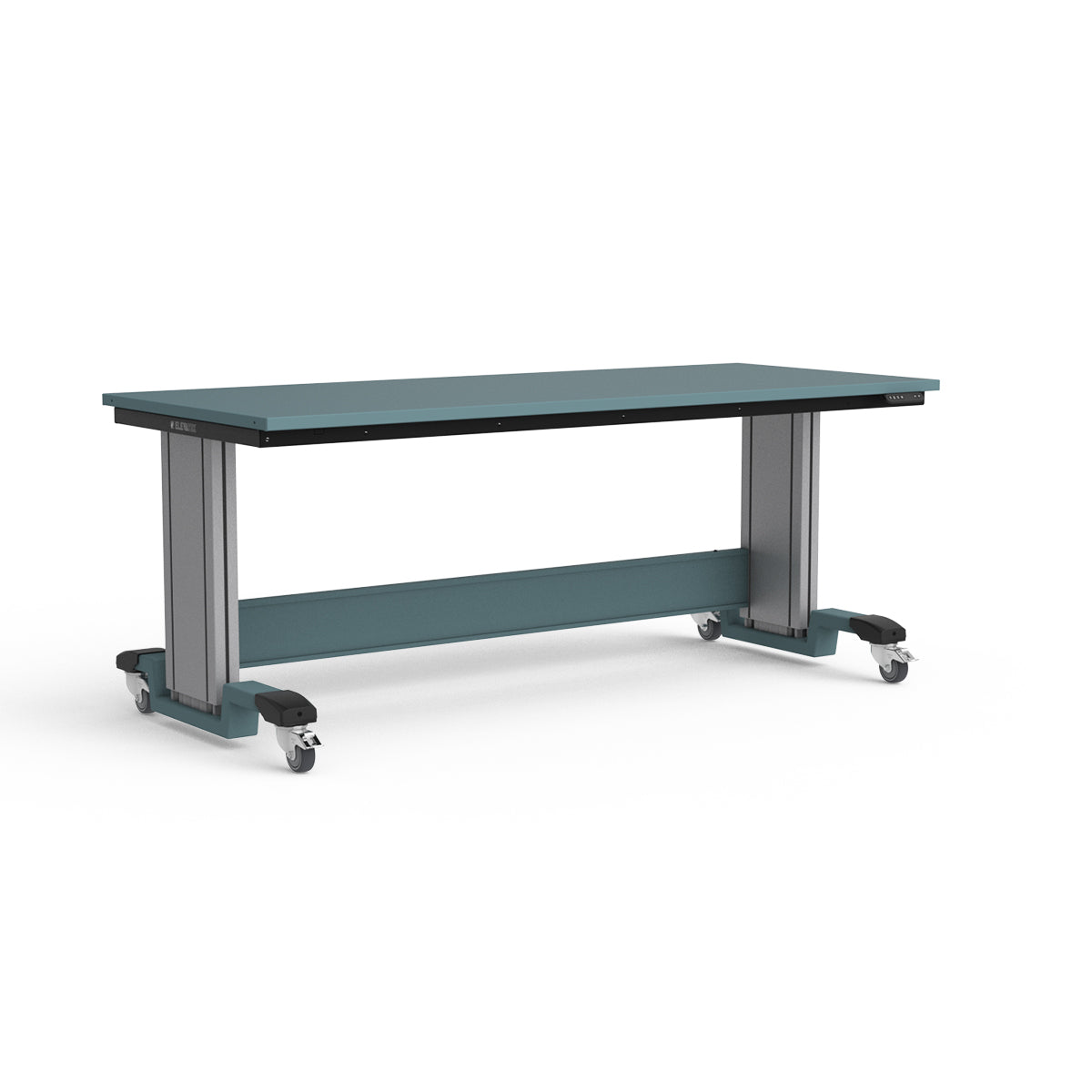 Mobile Adjustable Height Workbench - Painted Steel Top