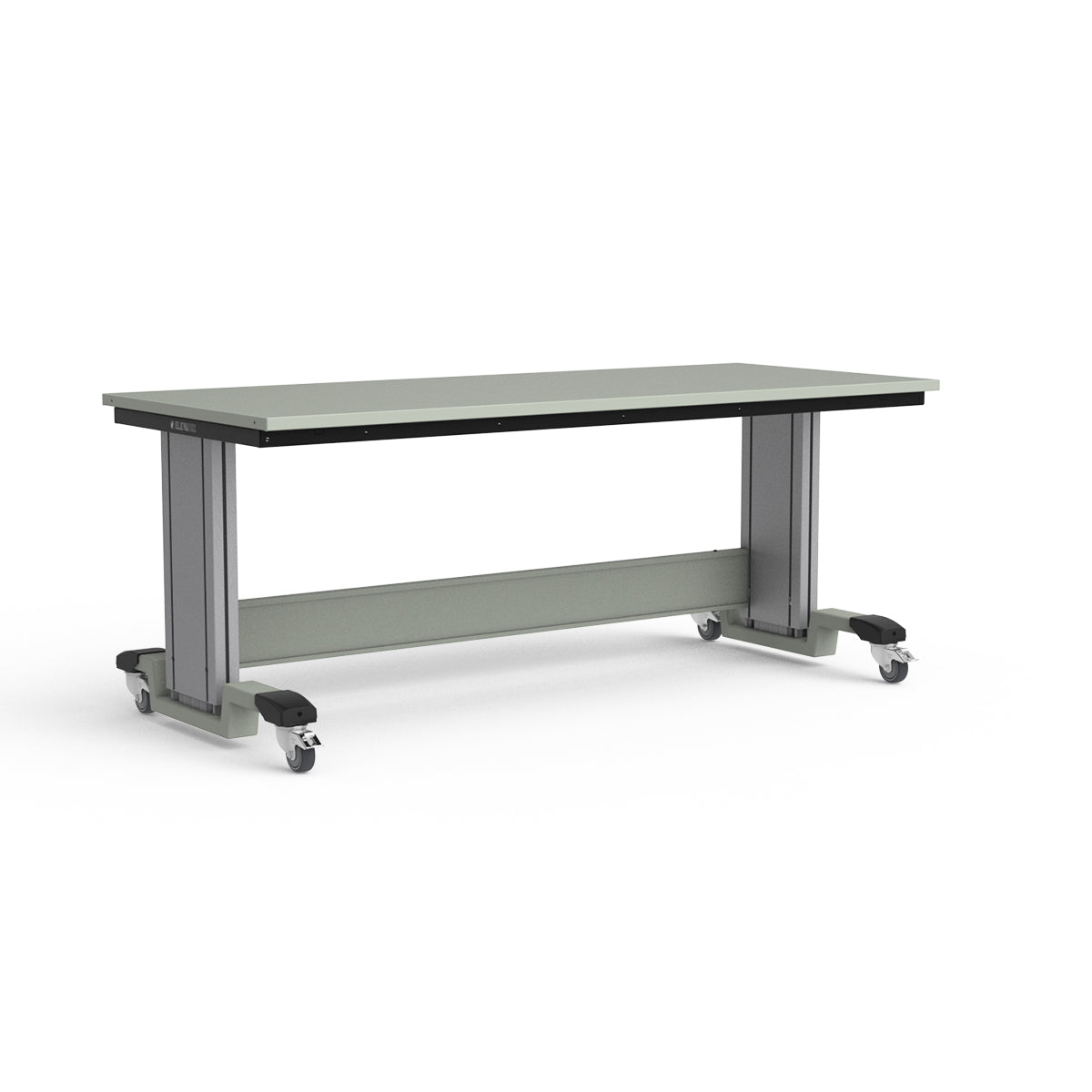 Mobile Adjustable Height Workbench - Painted Steel Top