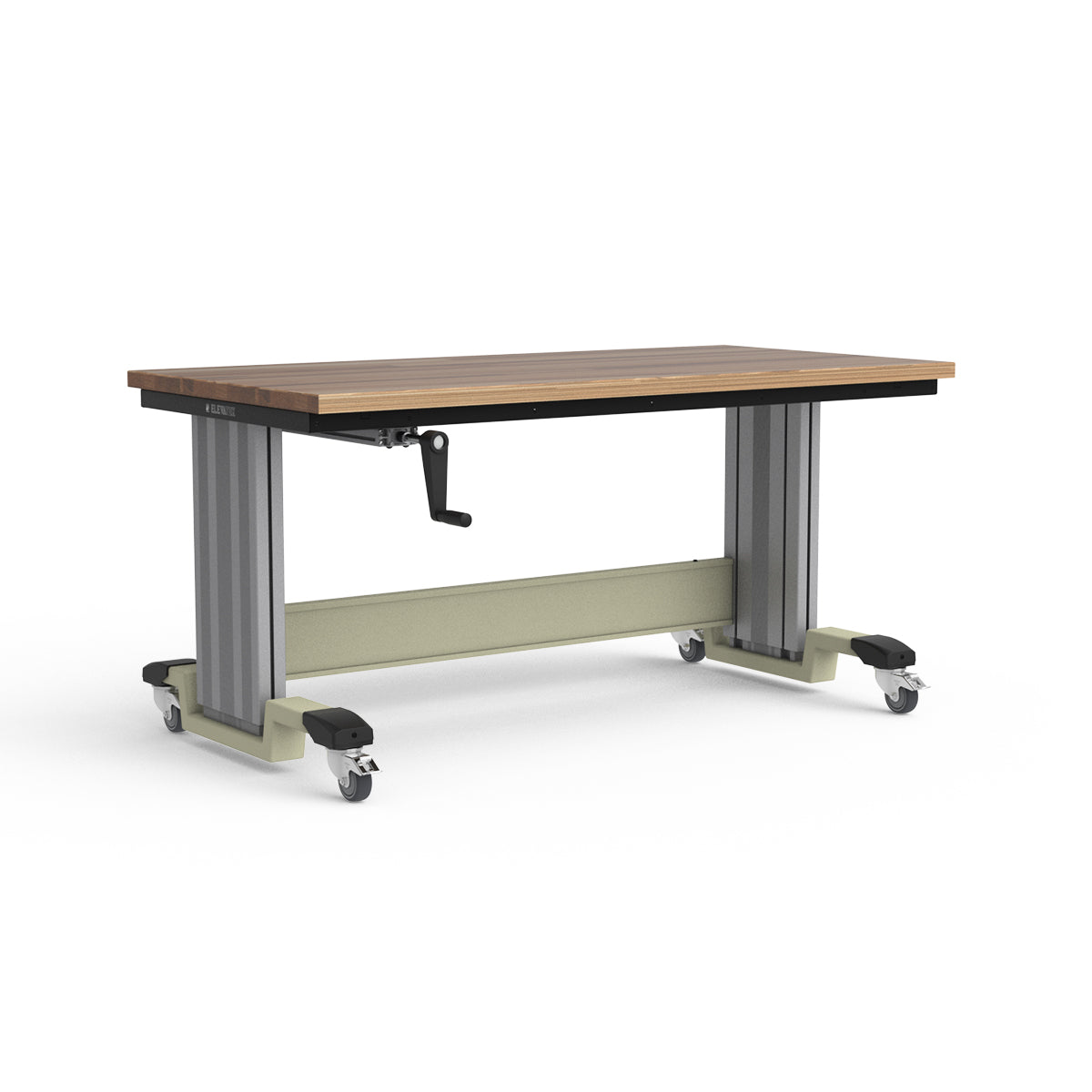 Mobile Adjustable Height Workbench - Laminated Wood Top
