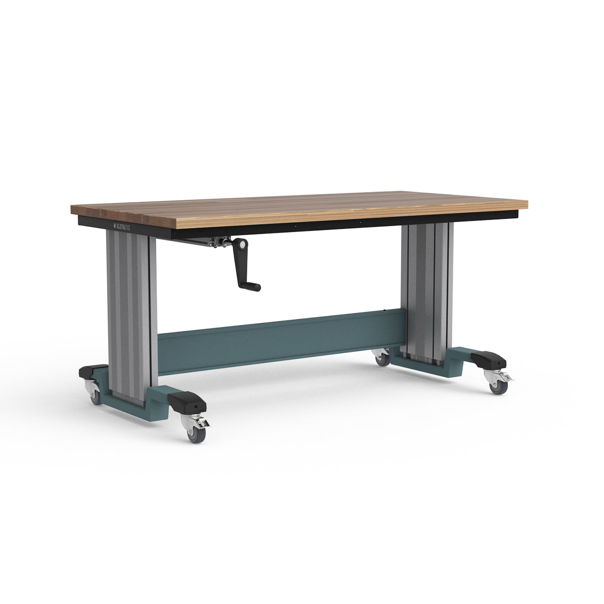 Mobile Adjustable Height Workbench - Laminated Wood Top