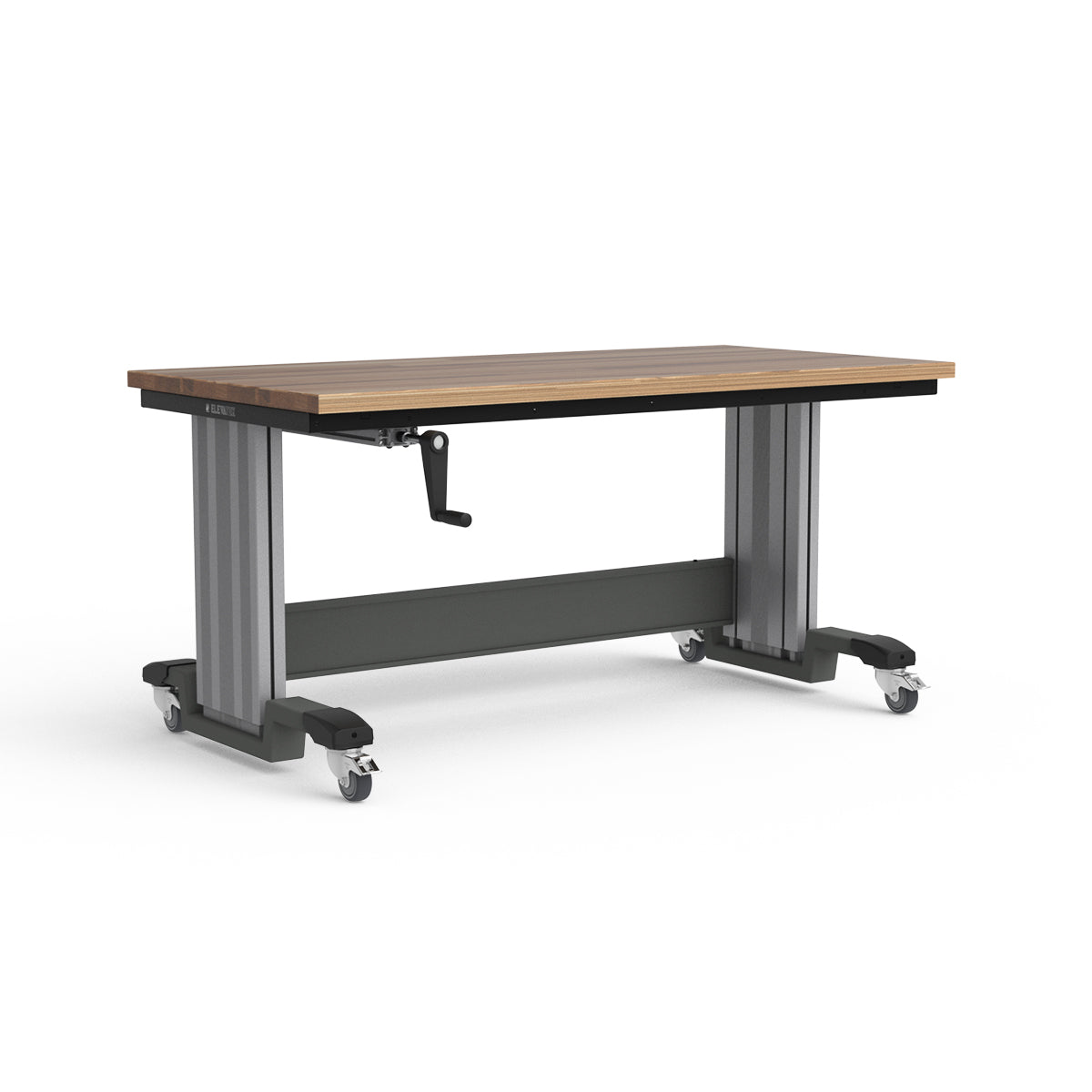 Mobile Adjustable Height Workbench - Laminated Wood Top