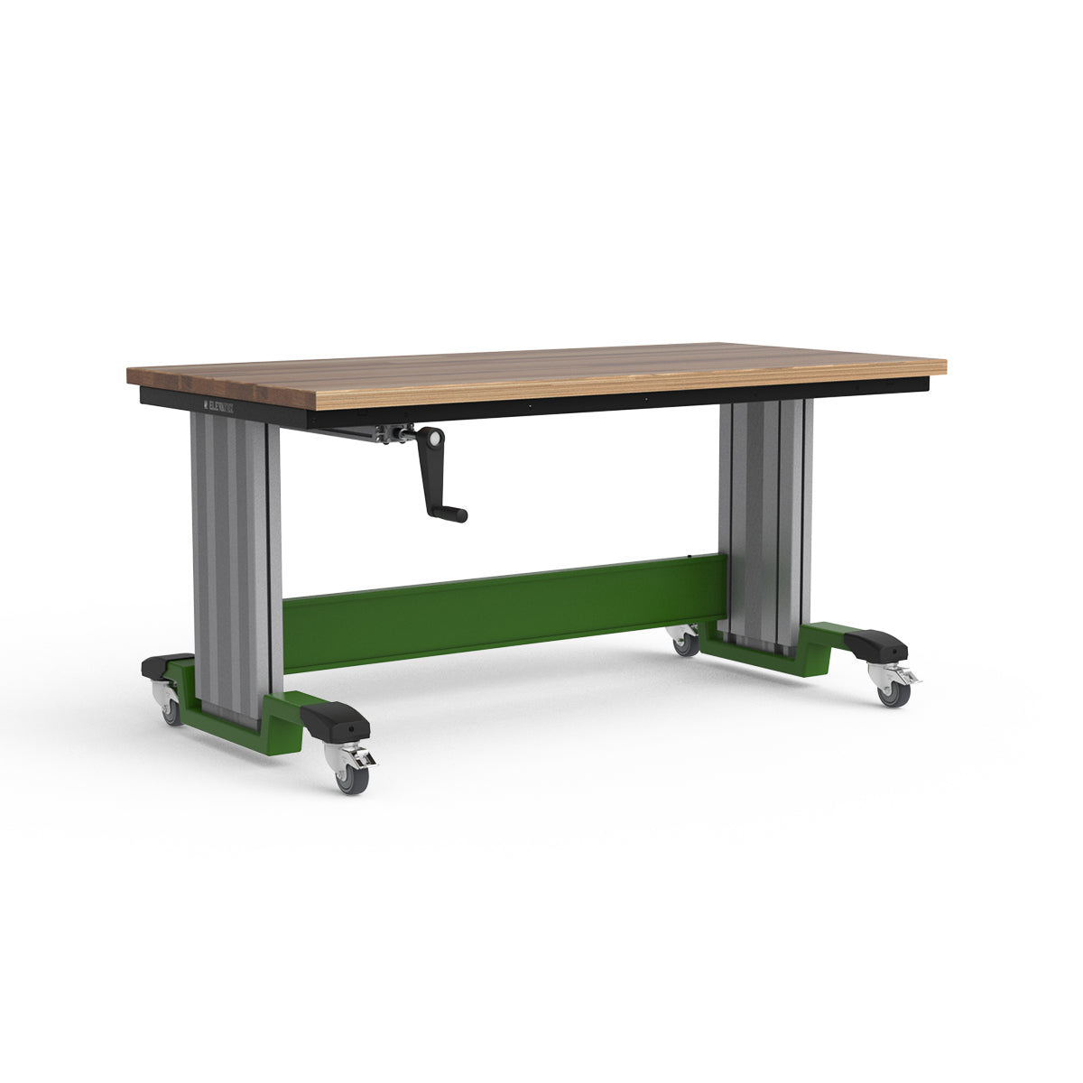 Mobile Adjustable Height Workbench - Laminated Wood Top