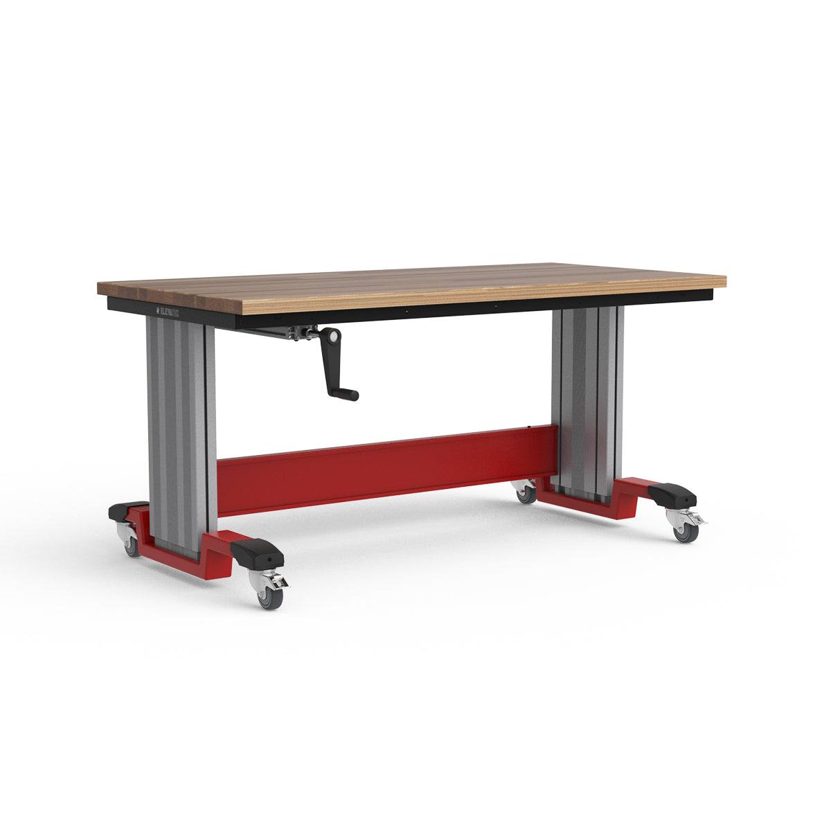 Mobile Adjustable Height Workbench - Laminated Wood Top