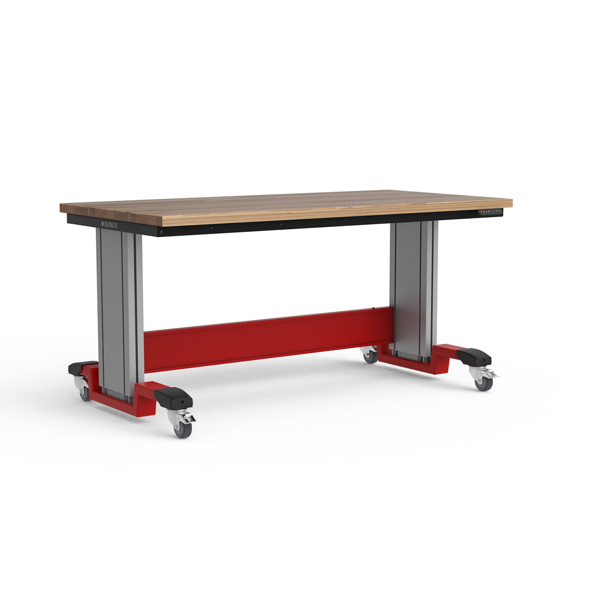 Mobile Adjustable Height Workbench - Laminated Wood Top