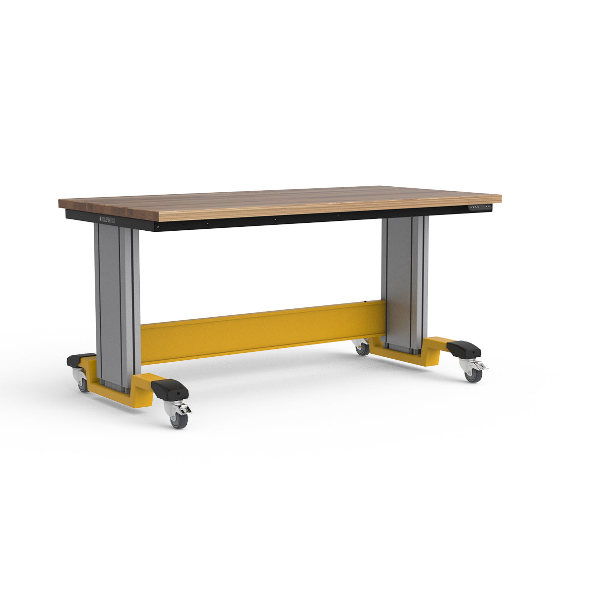 Mobile Adjustable Height Workbench - Laminated Wood Top