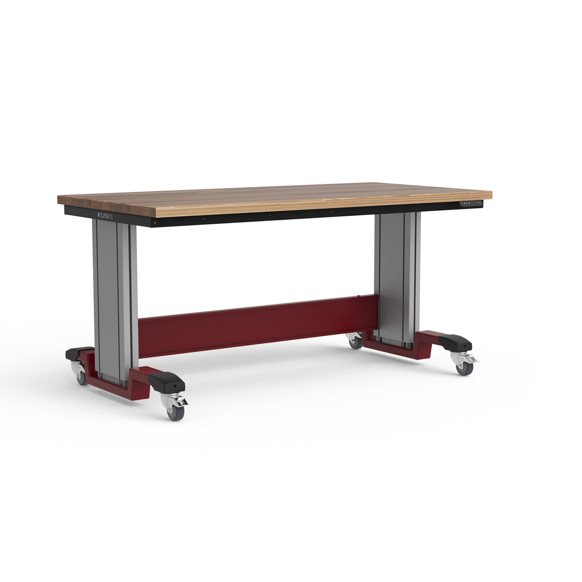 Mobile Adjustable Height Workbench - Laminated Wood Top