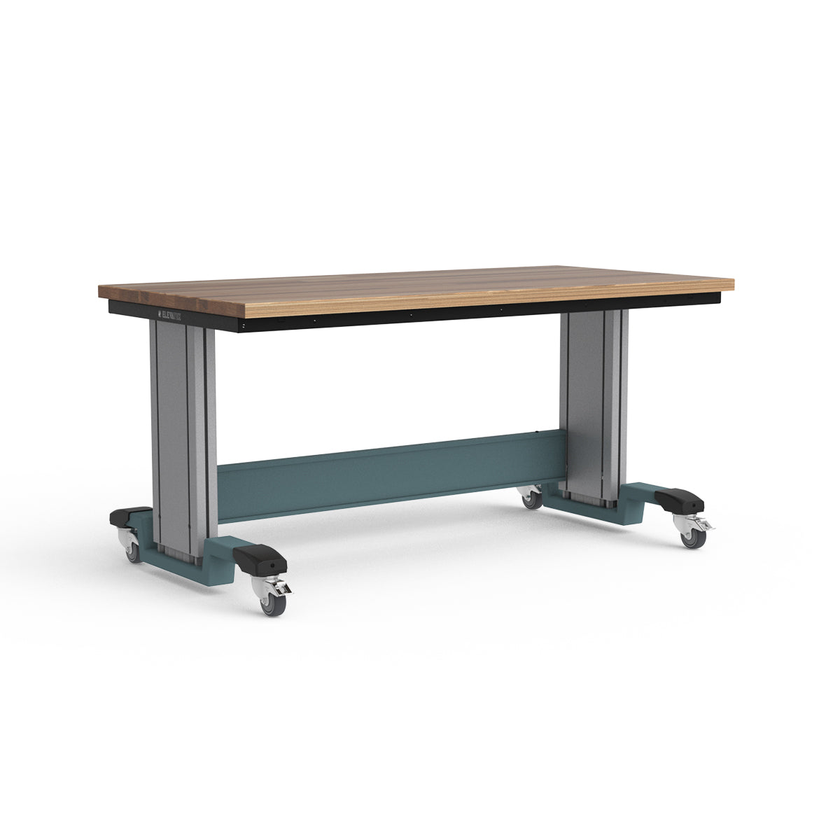 Mobile Adjustable Height Workbench - Laminated Wood Top
