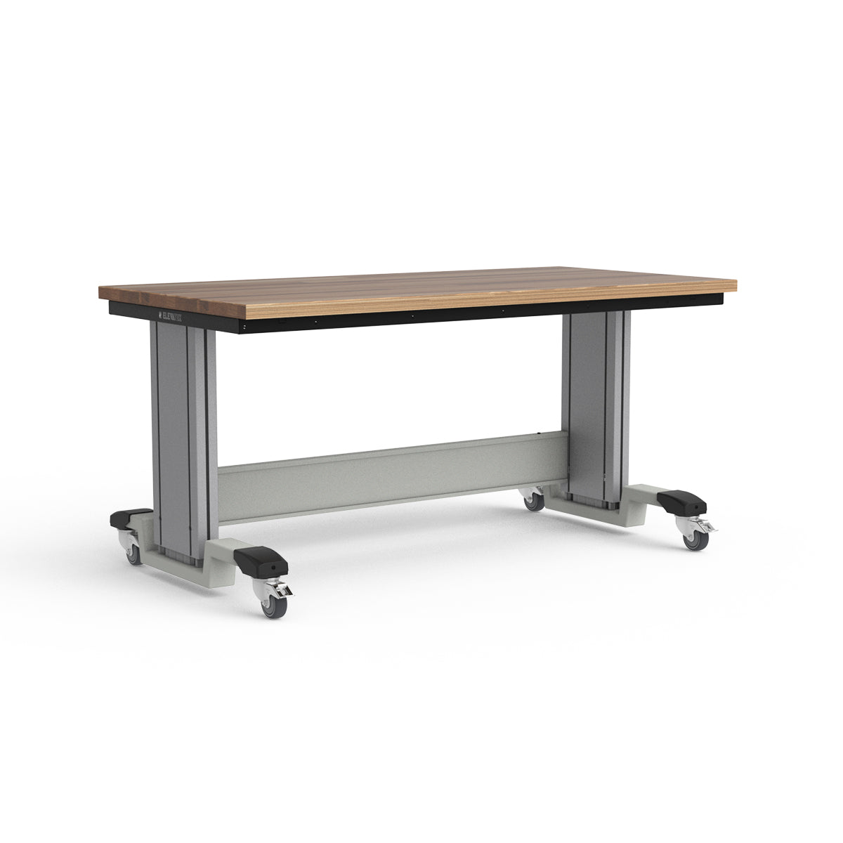 Mobile Adjustable Height Workbench - Laminated Wood Top