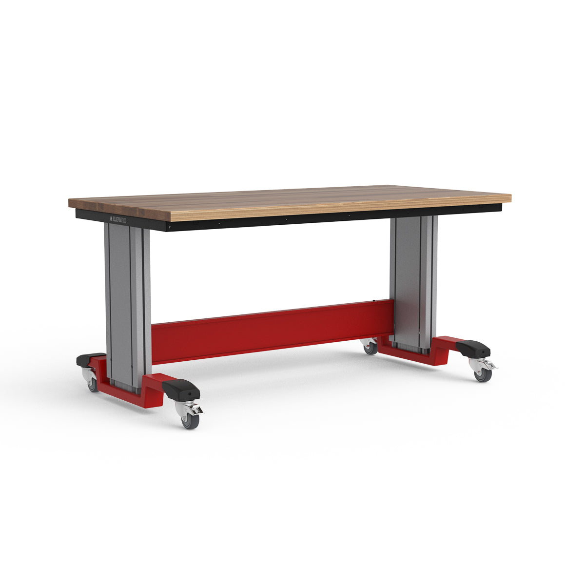 Mobile Adjustable Height Workbench - Laminated Wood Top