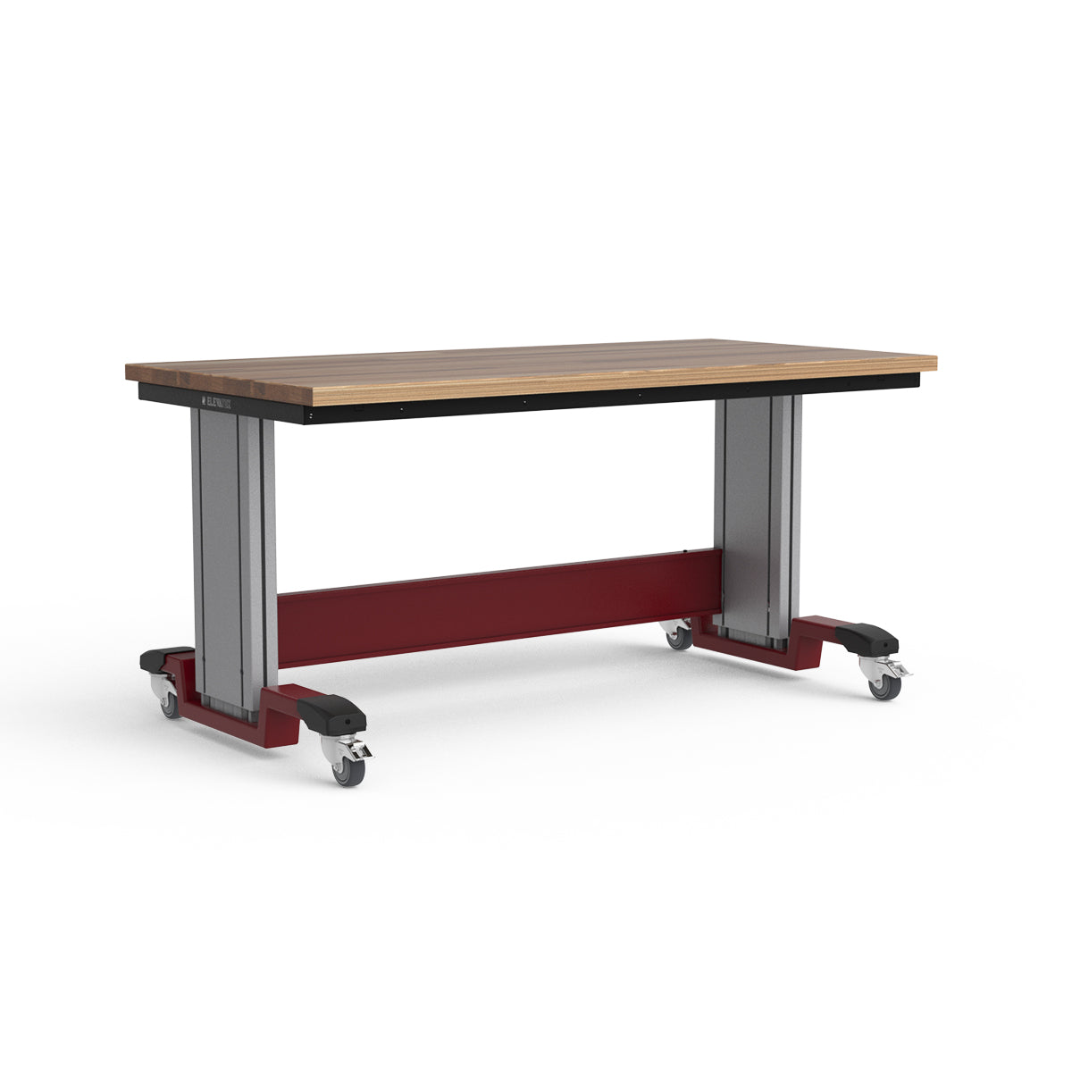 Mobile Adjustable Height Workbench - Laminated Wood Top