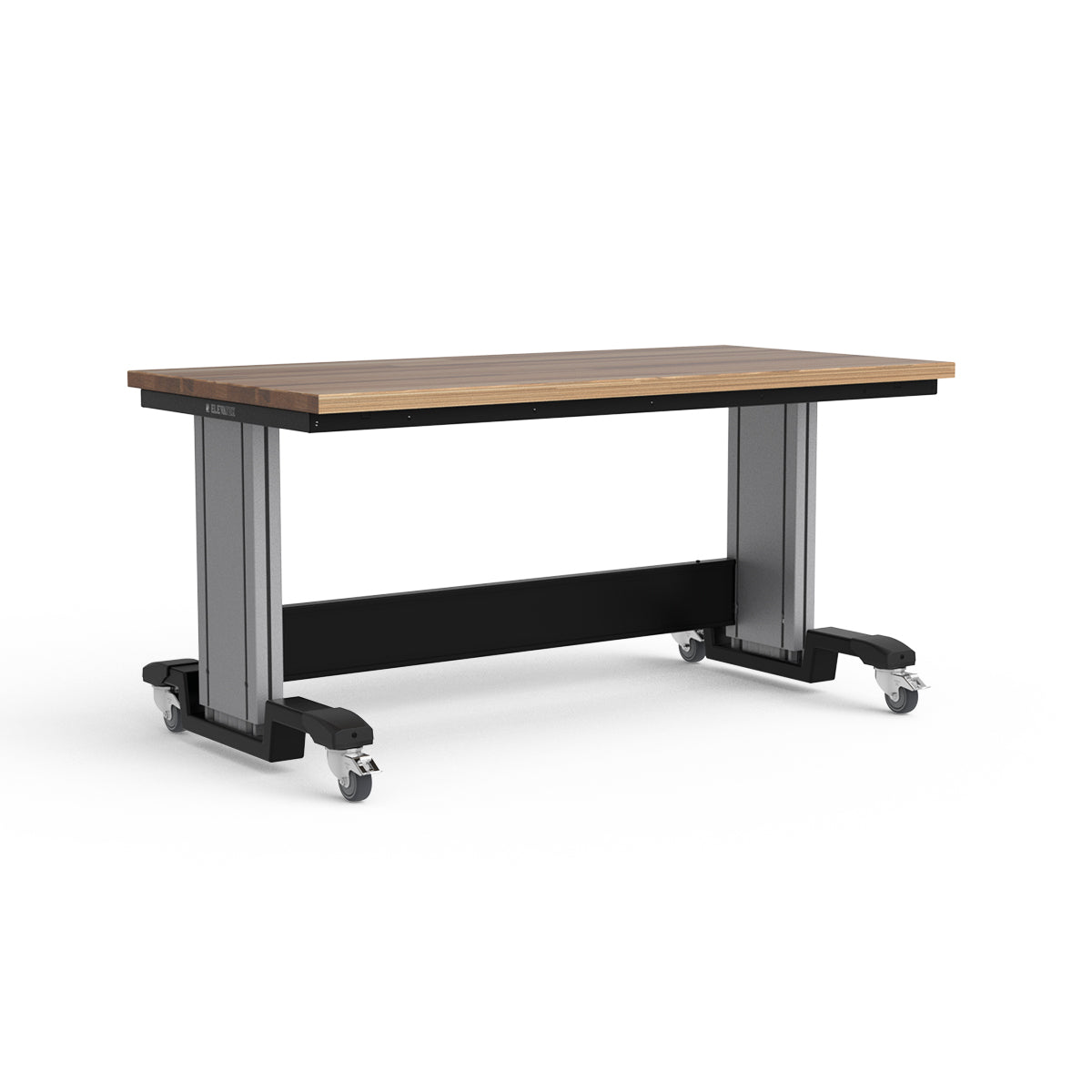 Mobile Adjustable Height Workbench - Laminated Wood Top