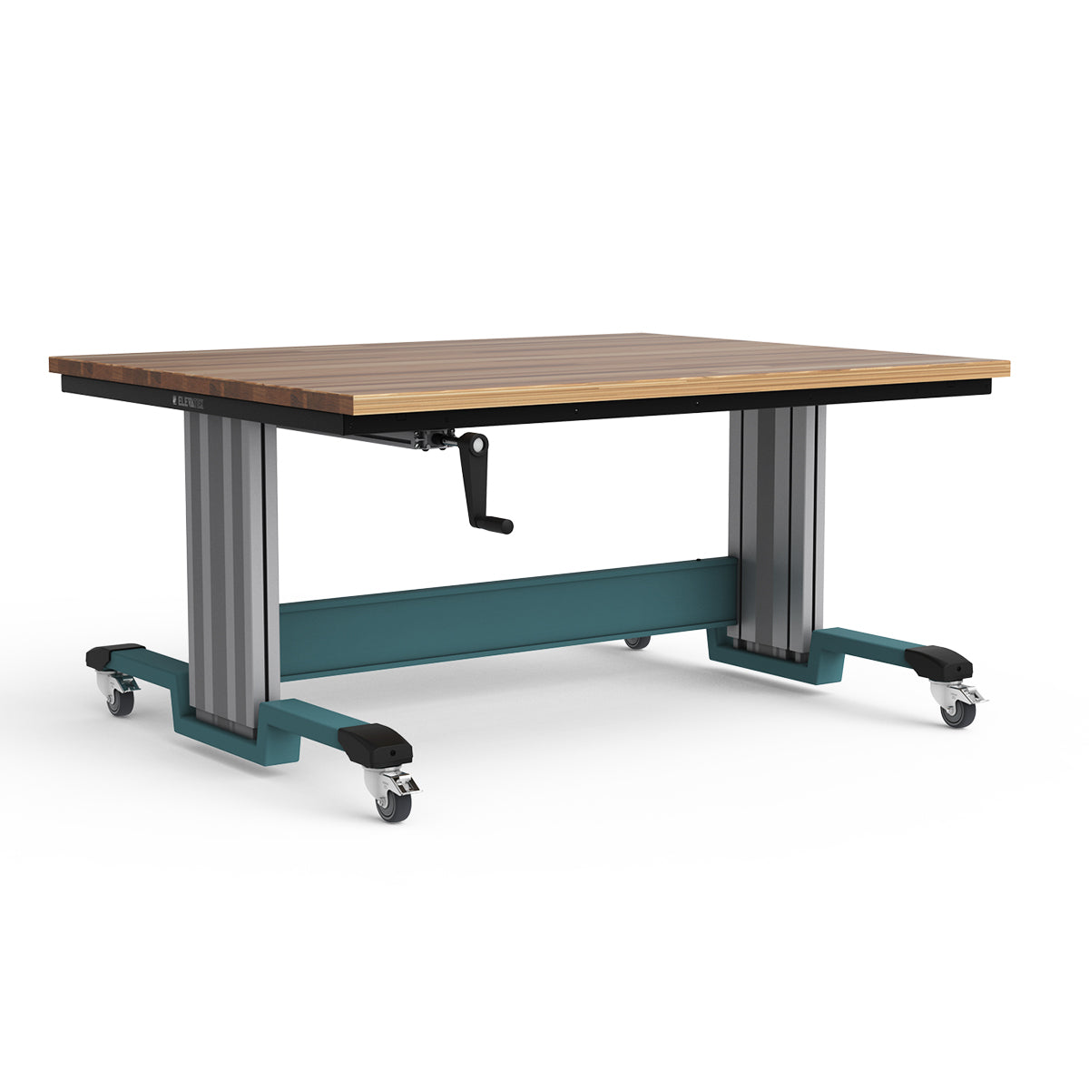 Mobile Adjustable Height Workbench - Laminated Wood Top