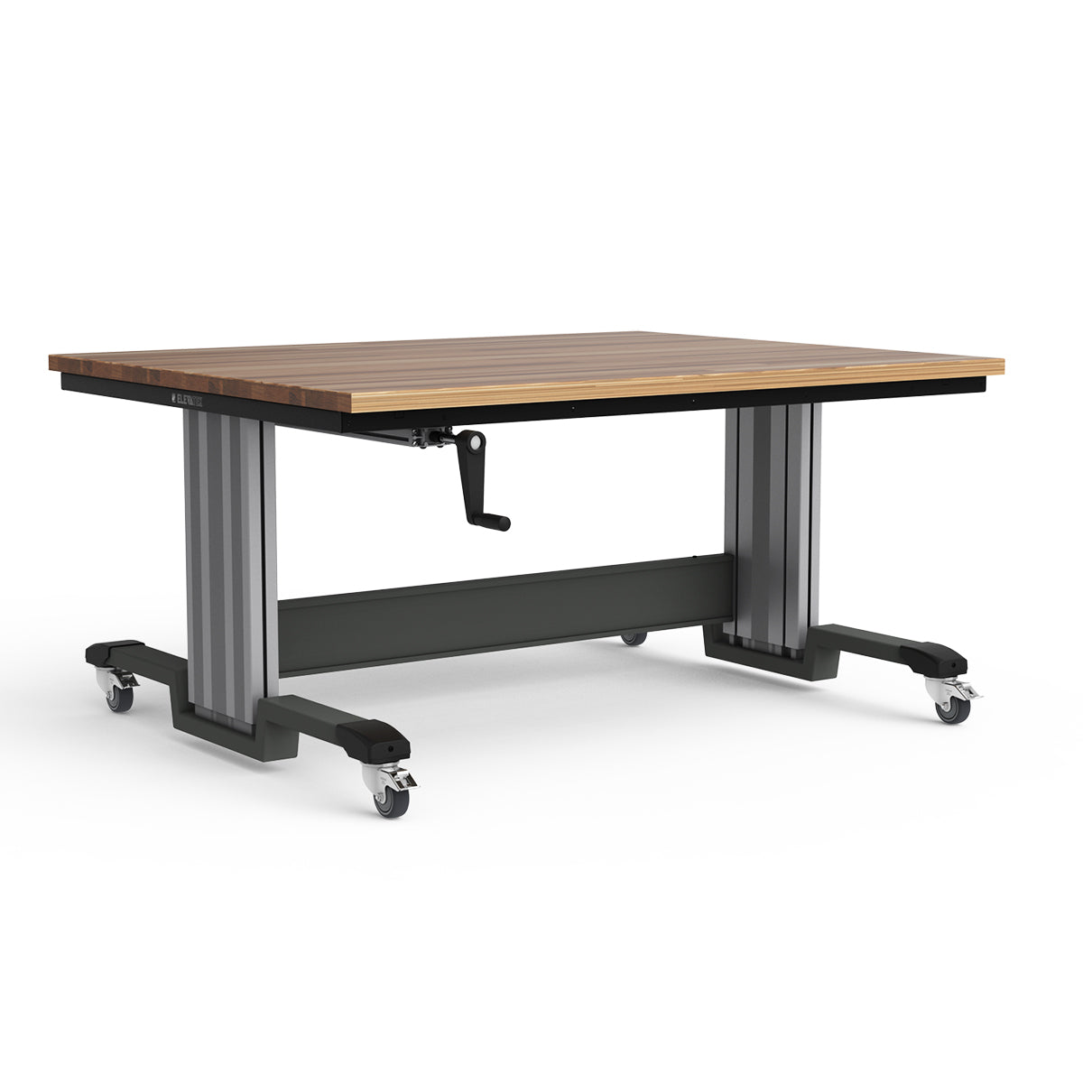 Mobile Adjustable Height Workbench - Laminated Wood Top