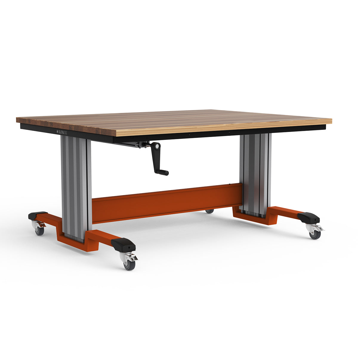 Mobile Adjustable Height Workbench - Laminated Wood Top