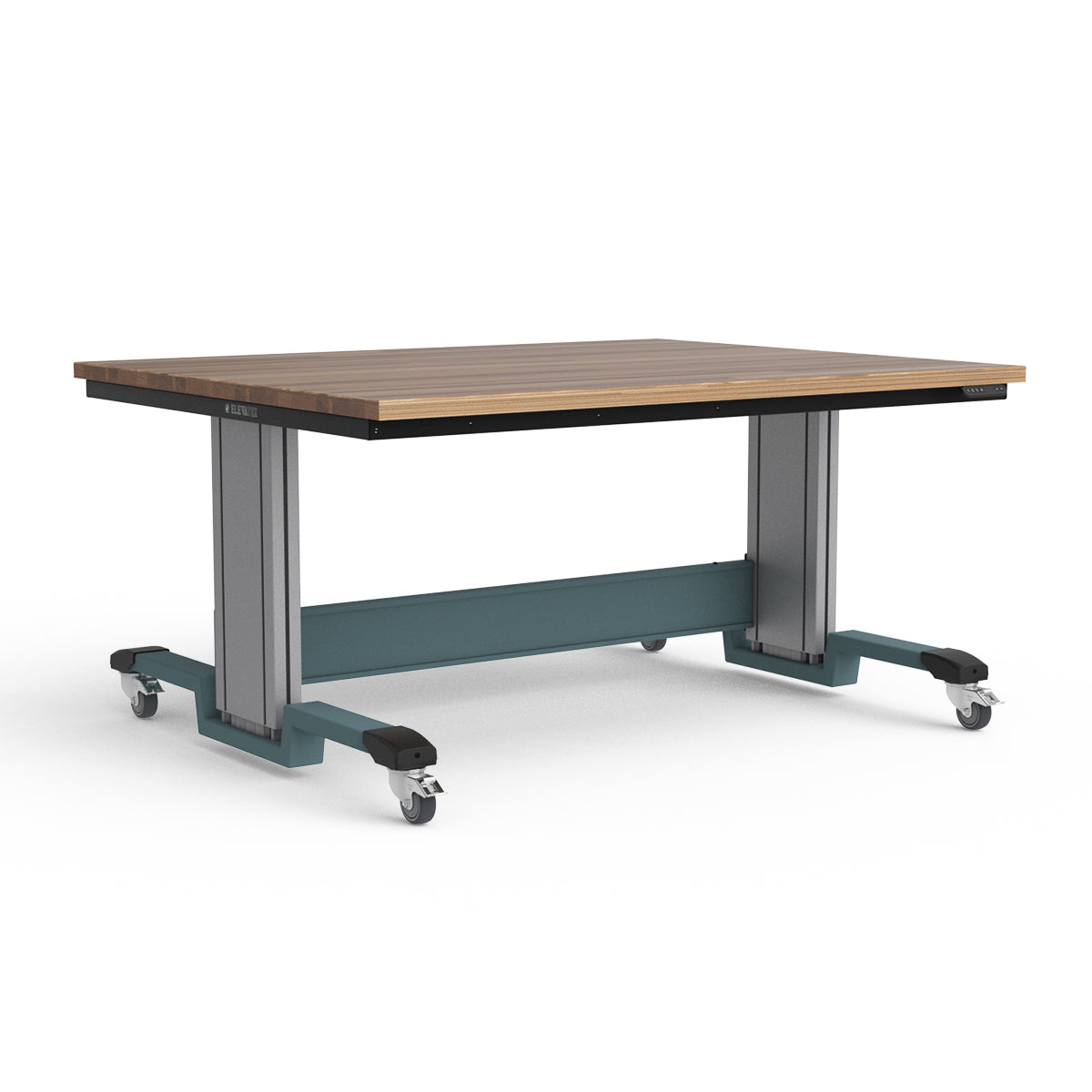 Mobile Adjustable Height Workbench - Laminated Wood Top