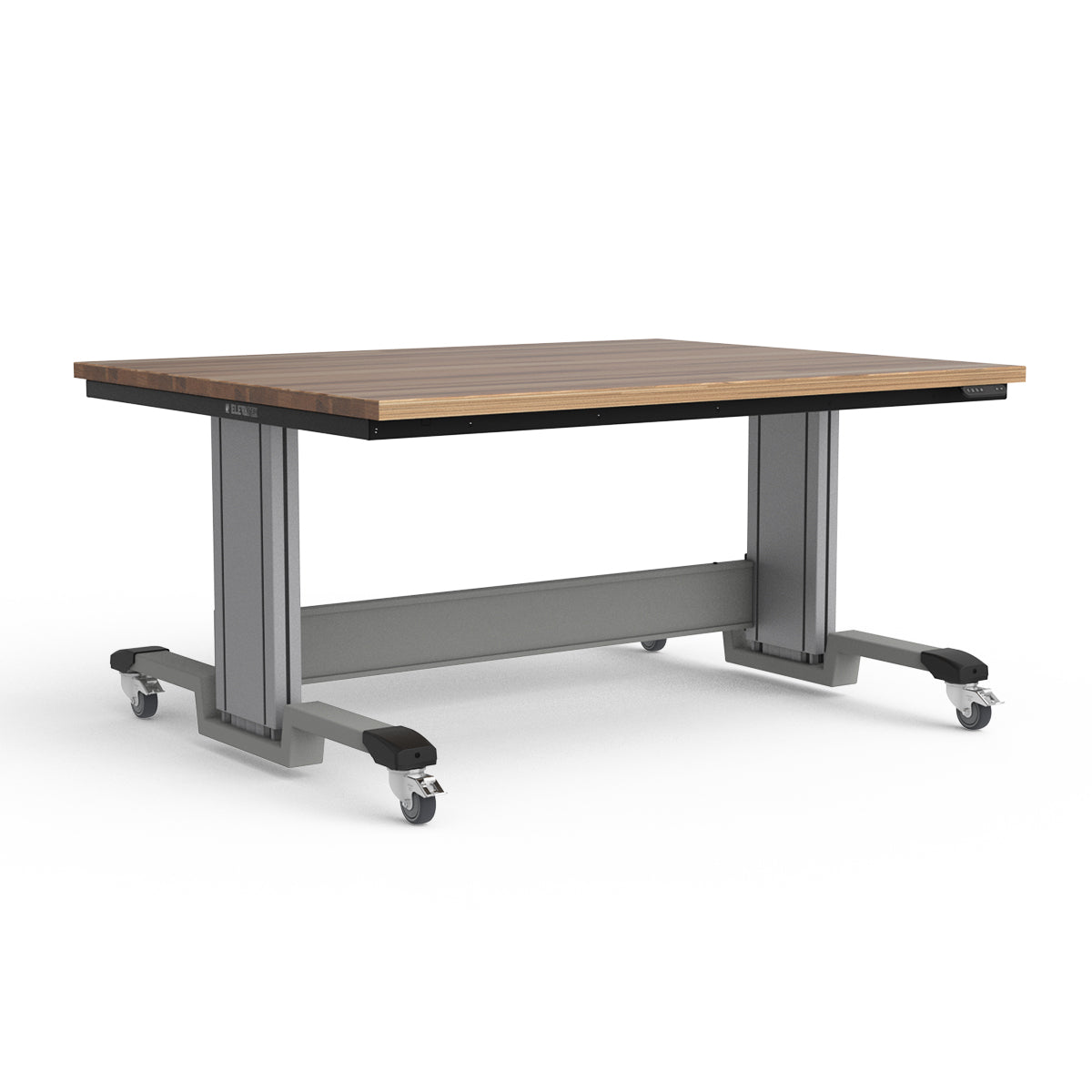 Mobile Adjustable Height Workbench - Laminated Wood Top