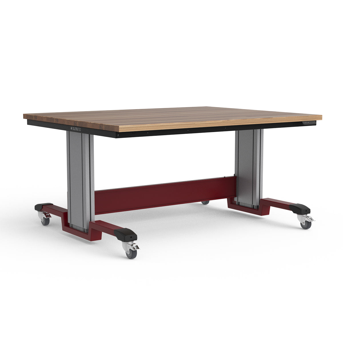 Mobile Adjustable Height Workbench - Laminated Wood Top