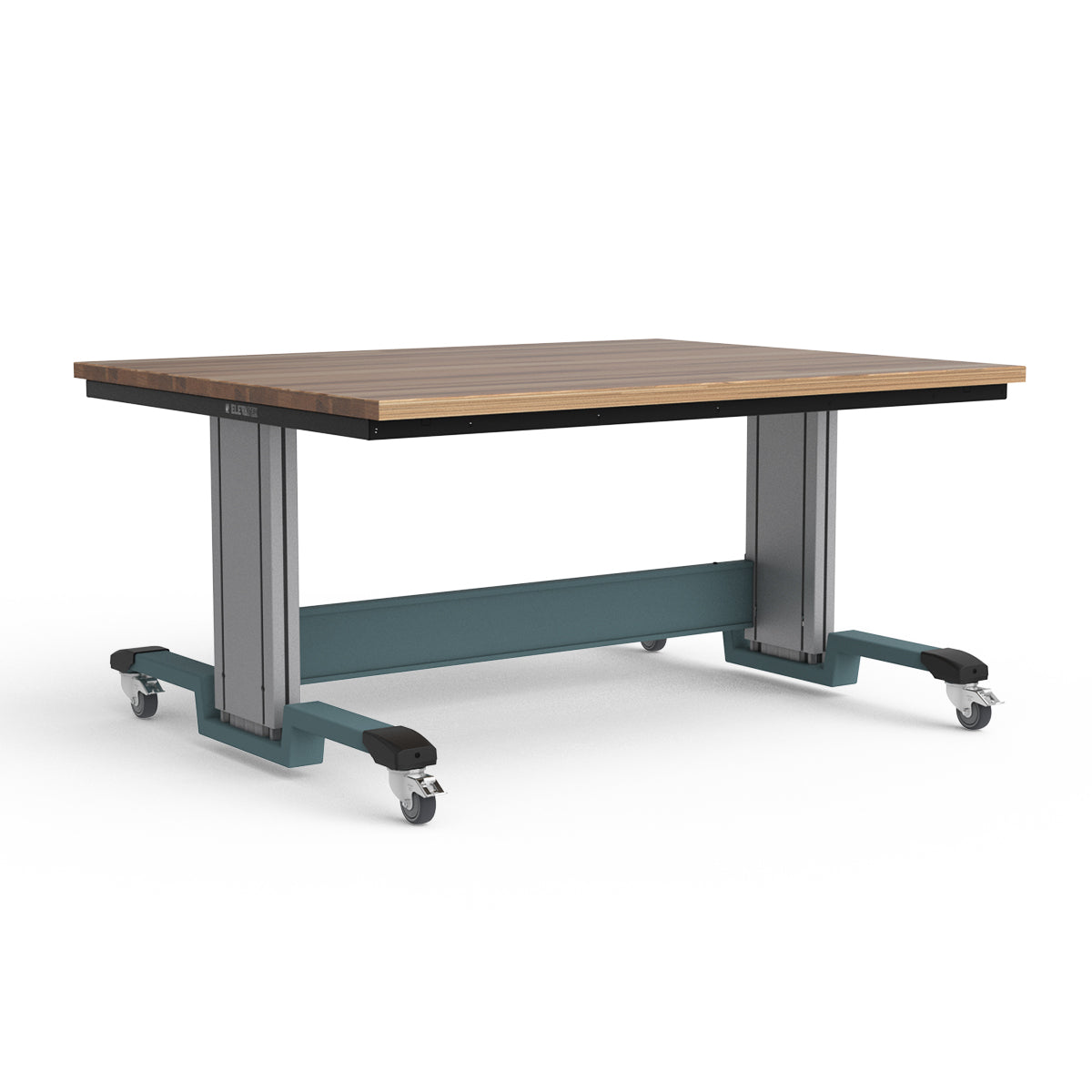 Mobile Adjustable Height Workbench - Laminated Wood Top
