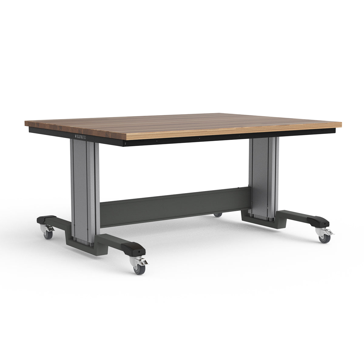 Mobile Adjustable Height Workbench - Laminated Wood Top
