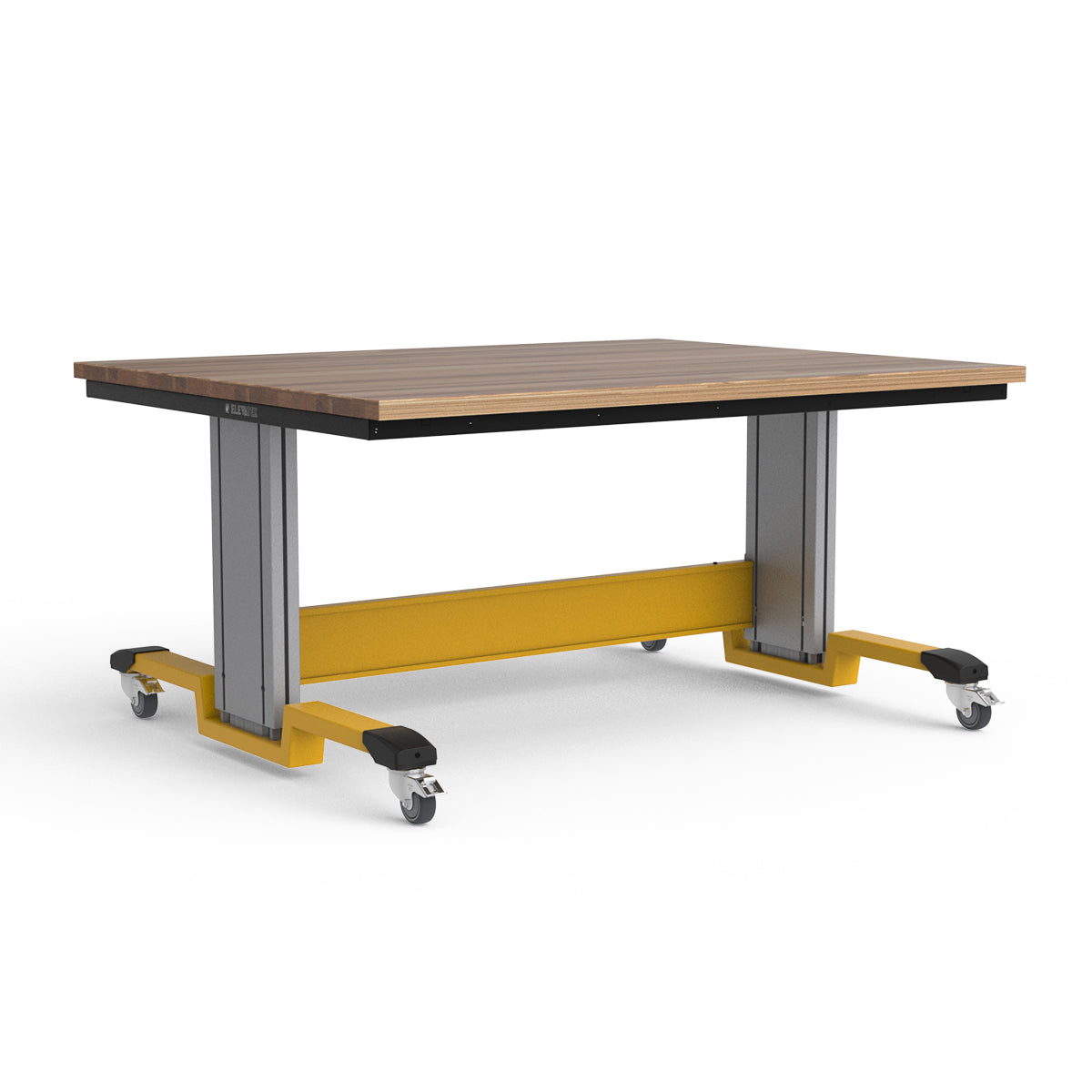 Mobile Adjustable Height Workbench - Laminated Wood Top