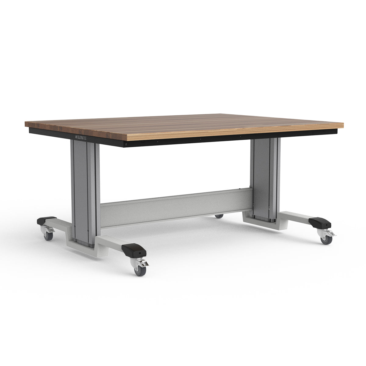 Mobile Adjustable Height Workbench - Laminated Wood Top