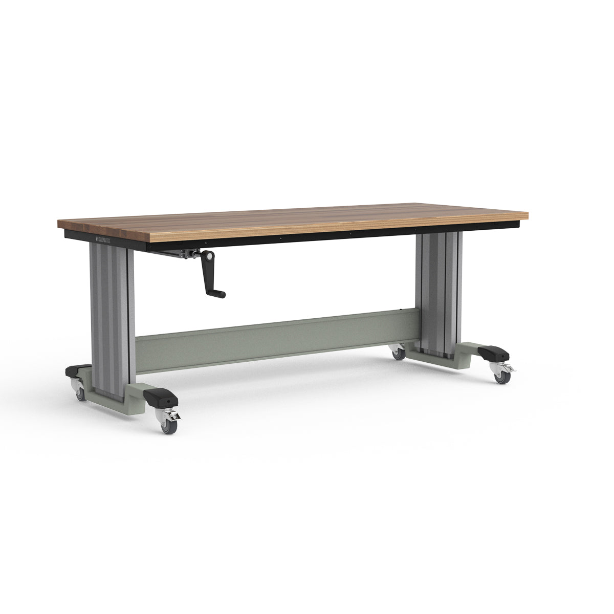 Mobile Adjustable Height Workbench - Laminated Wood Top
