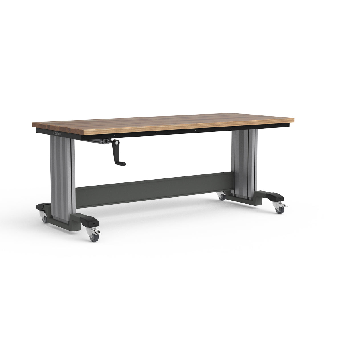 Mobile Adjustable Height Workbench - Laminated Wood Top
