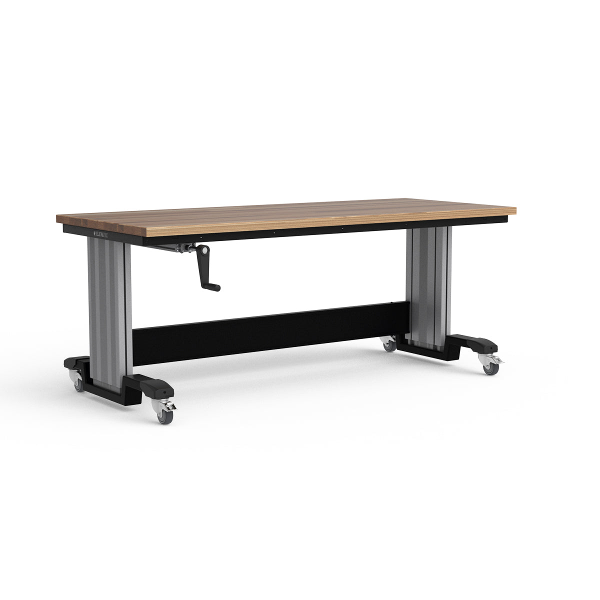 Mobile Adjustable Height Workbench - Laminated Wood Top