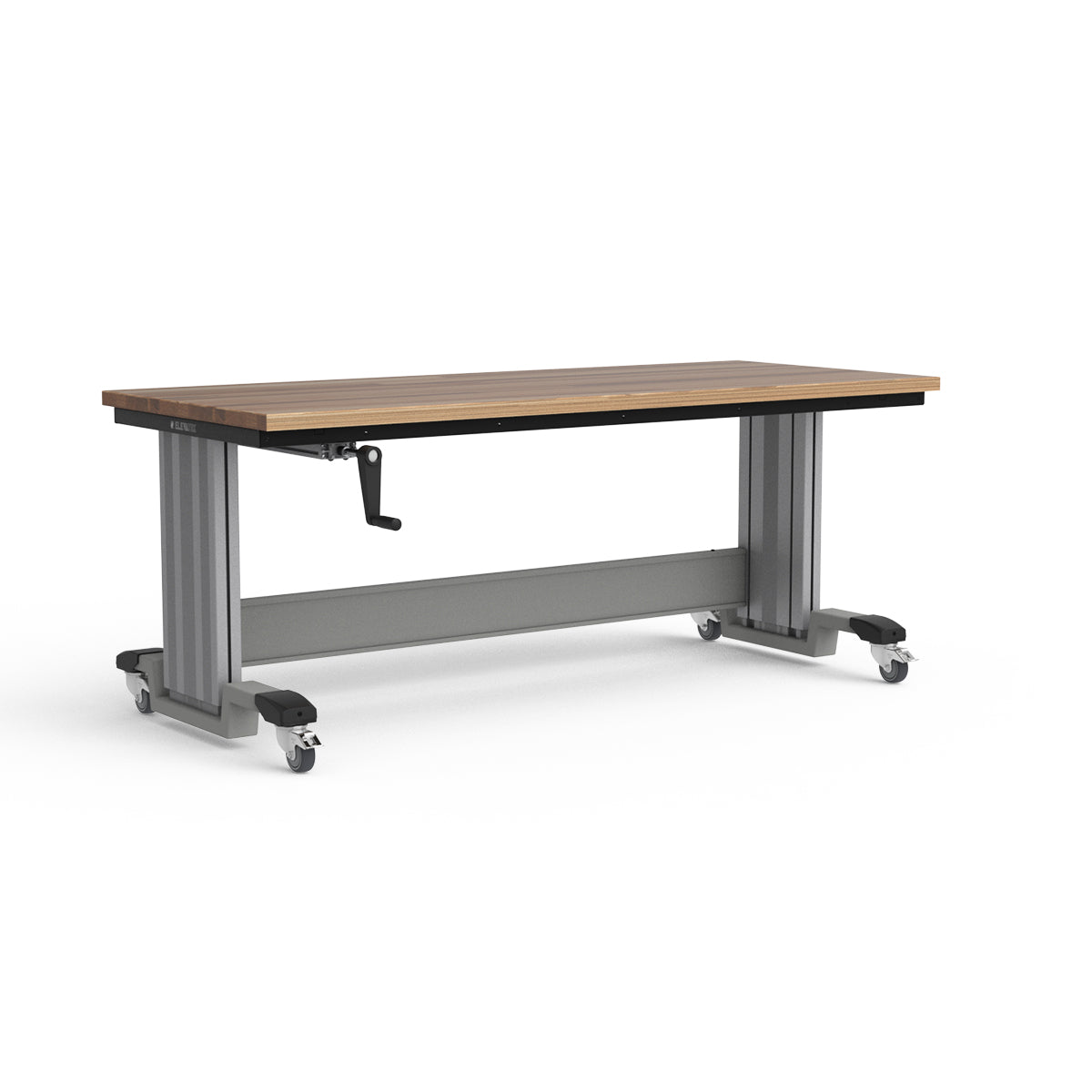 Mobile Adjustable Height Workbench - Laminated Wood Top