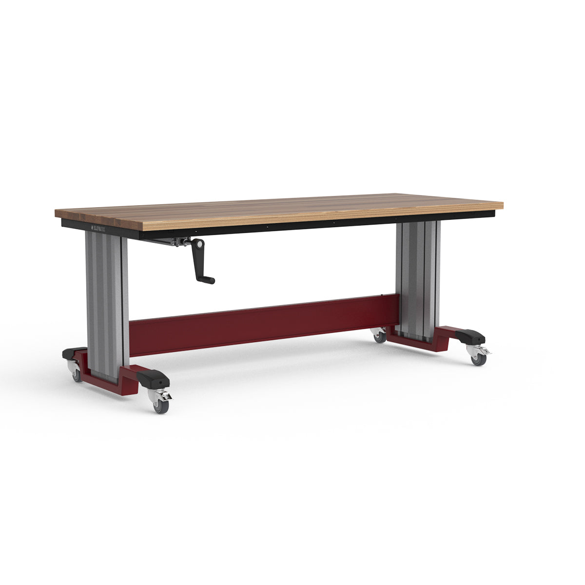 Mobile Adjustable Height Workbench - Laminated Wood Top