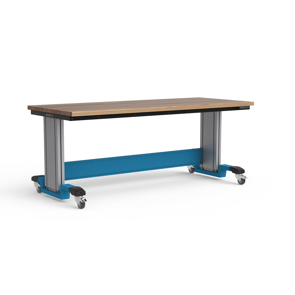 Mobile Adjustable Height Workbench - Laminated Wood Top