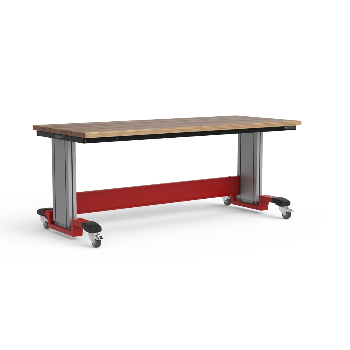 Mobile Adjustable Height Workbench - Laminated Wood Top