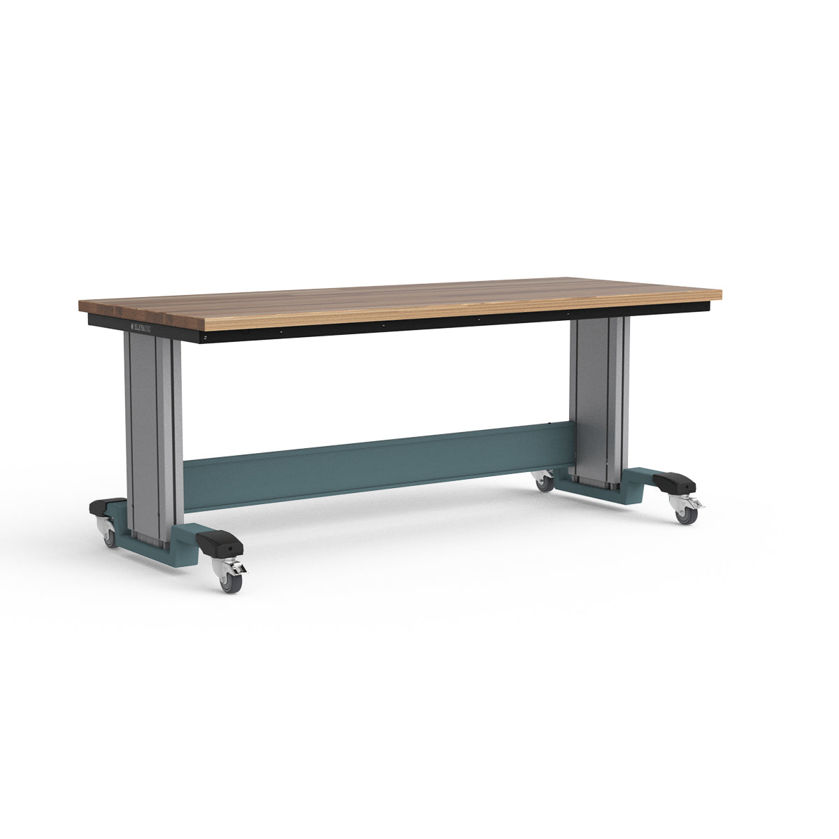 Mobile Adjustable Height Workbench - Laminated Wood Top