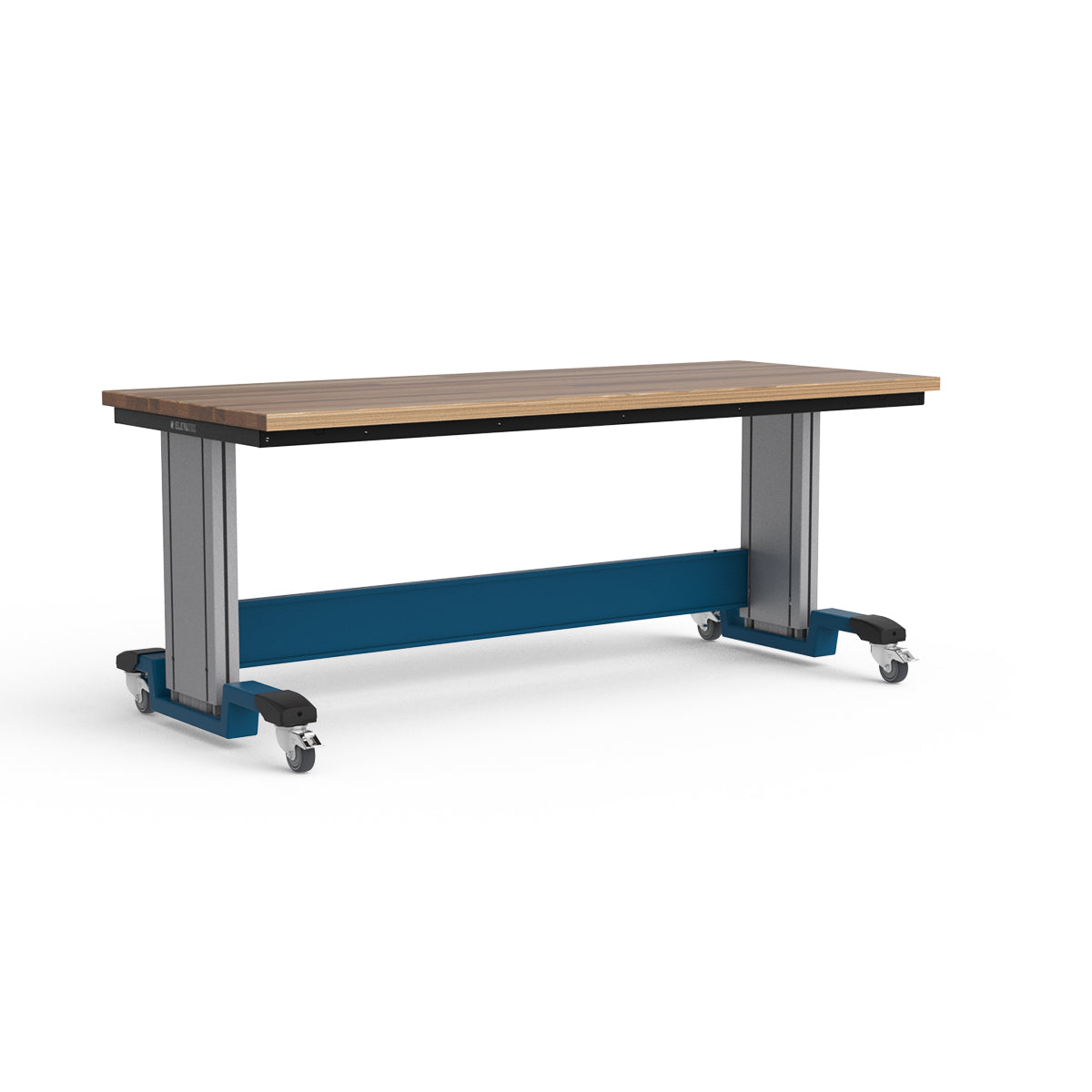 Mobile Adjustable Height Workbench - Laminated Wood Top