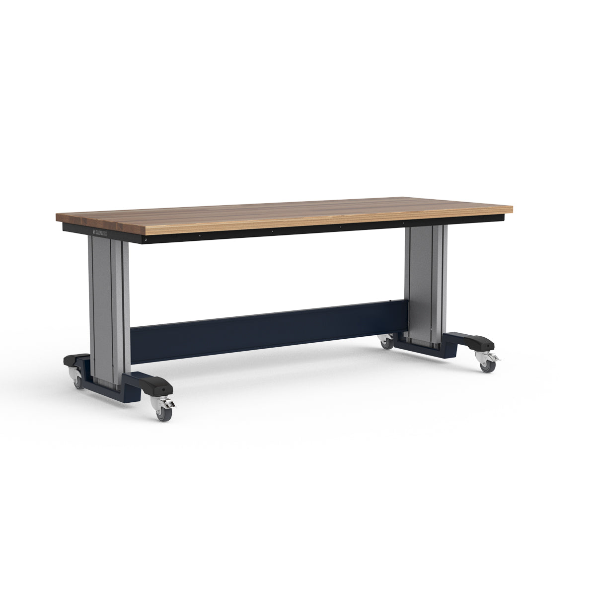 Mobile Adjustable Height Workbench - Laminated Wood Top