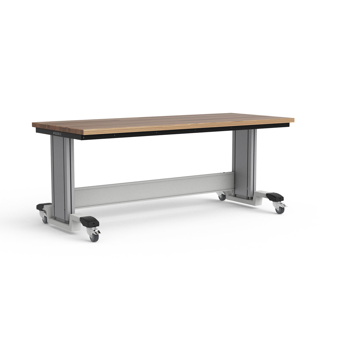 Mobile Adjustable Height Workbench - Laminated Wood Top