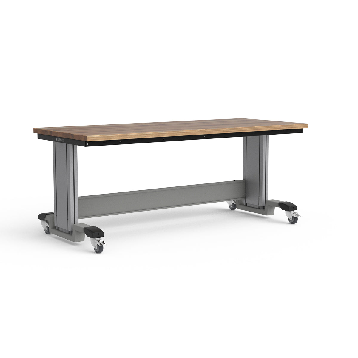Mobile Adjustable Height Workbench - Laminated Wood Top