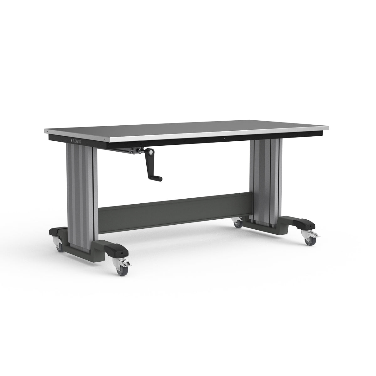 Mobile Adjustable Height Workbench - Stainless Steel Top