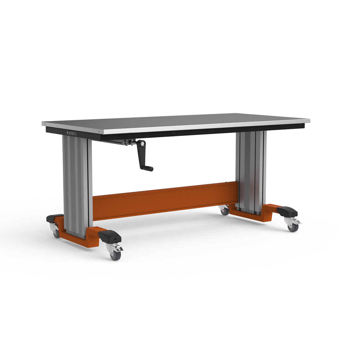 Mobile Adjustable Height Workbench - Stainless Steel Top