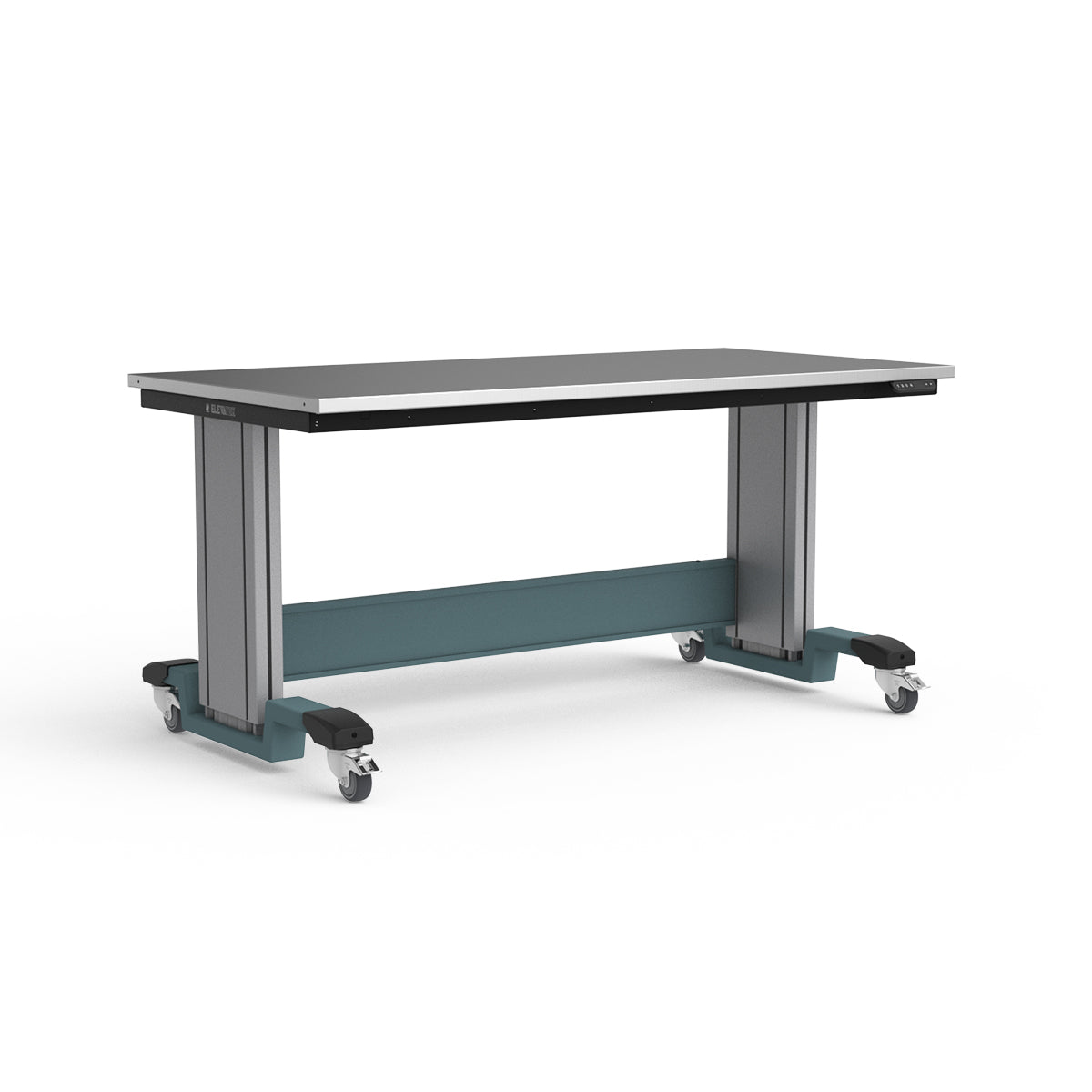 Mobile Adjustable Height Workbench - Stainless Steel Top