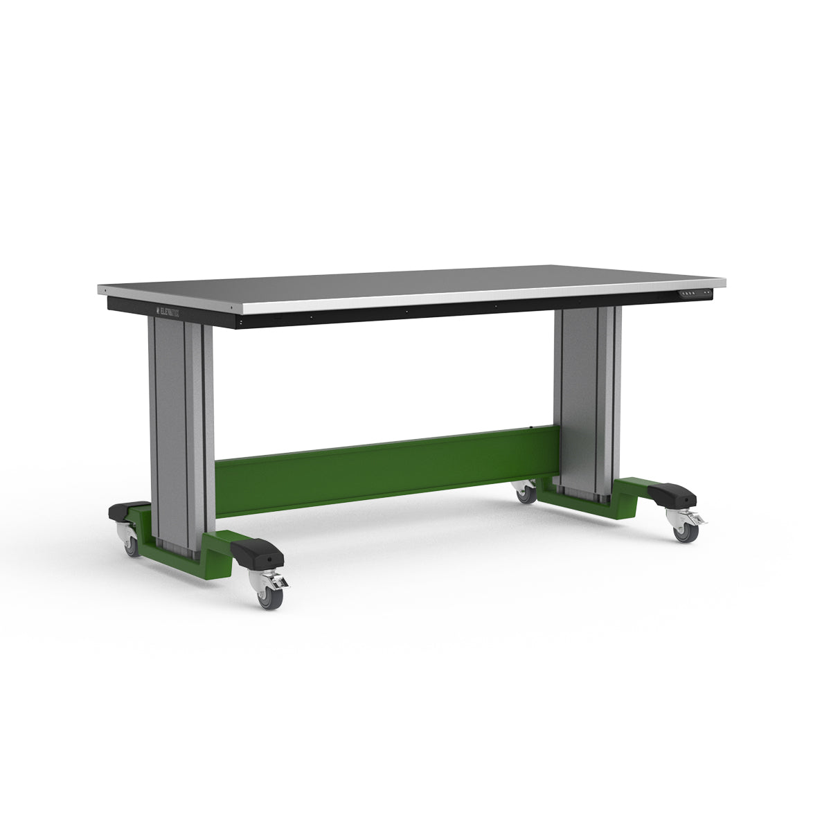 Mobile Adjustable Height Workbench - Stainless Steel Top