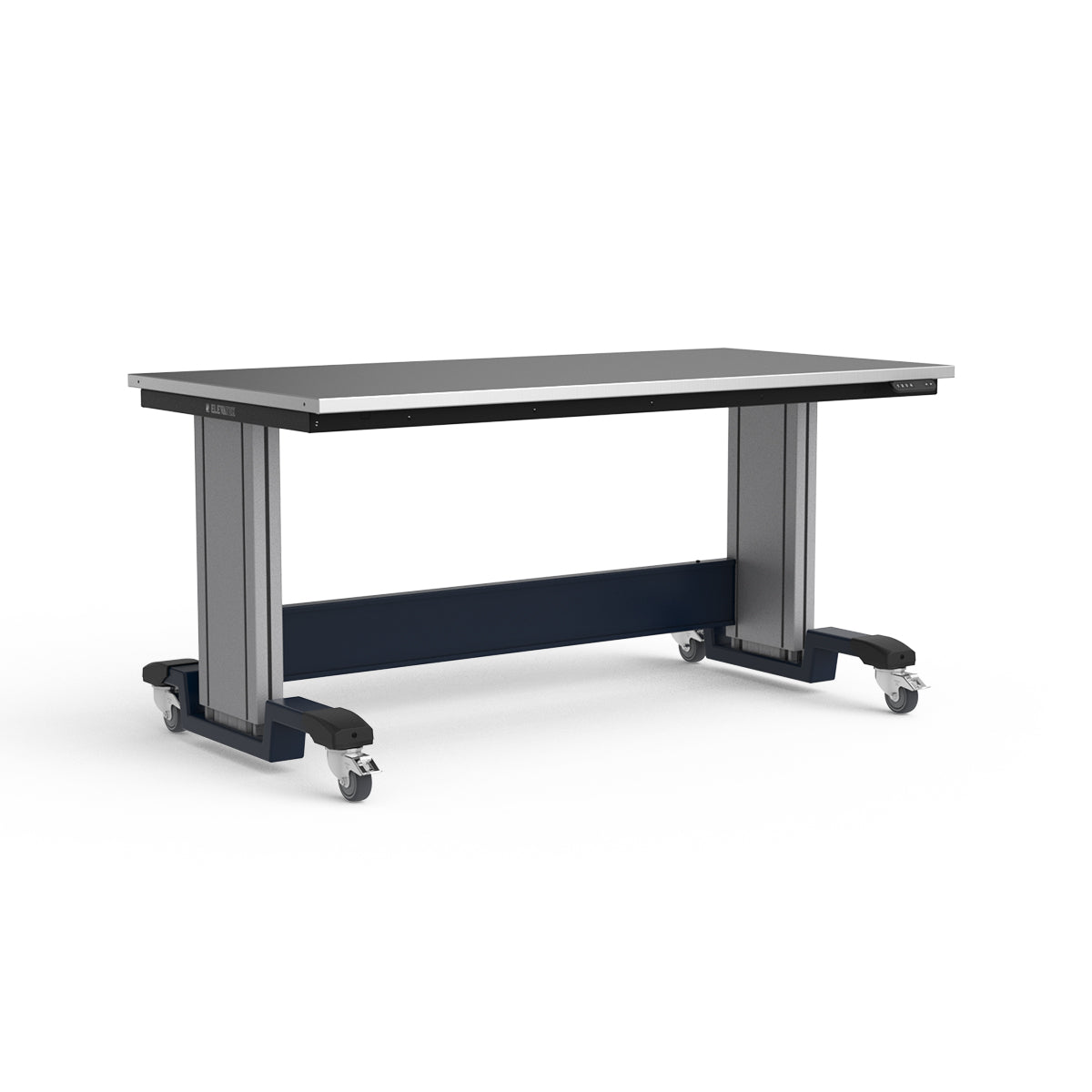 Mobile Adjustable Height Workbench - Stainless Steel Top