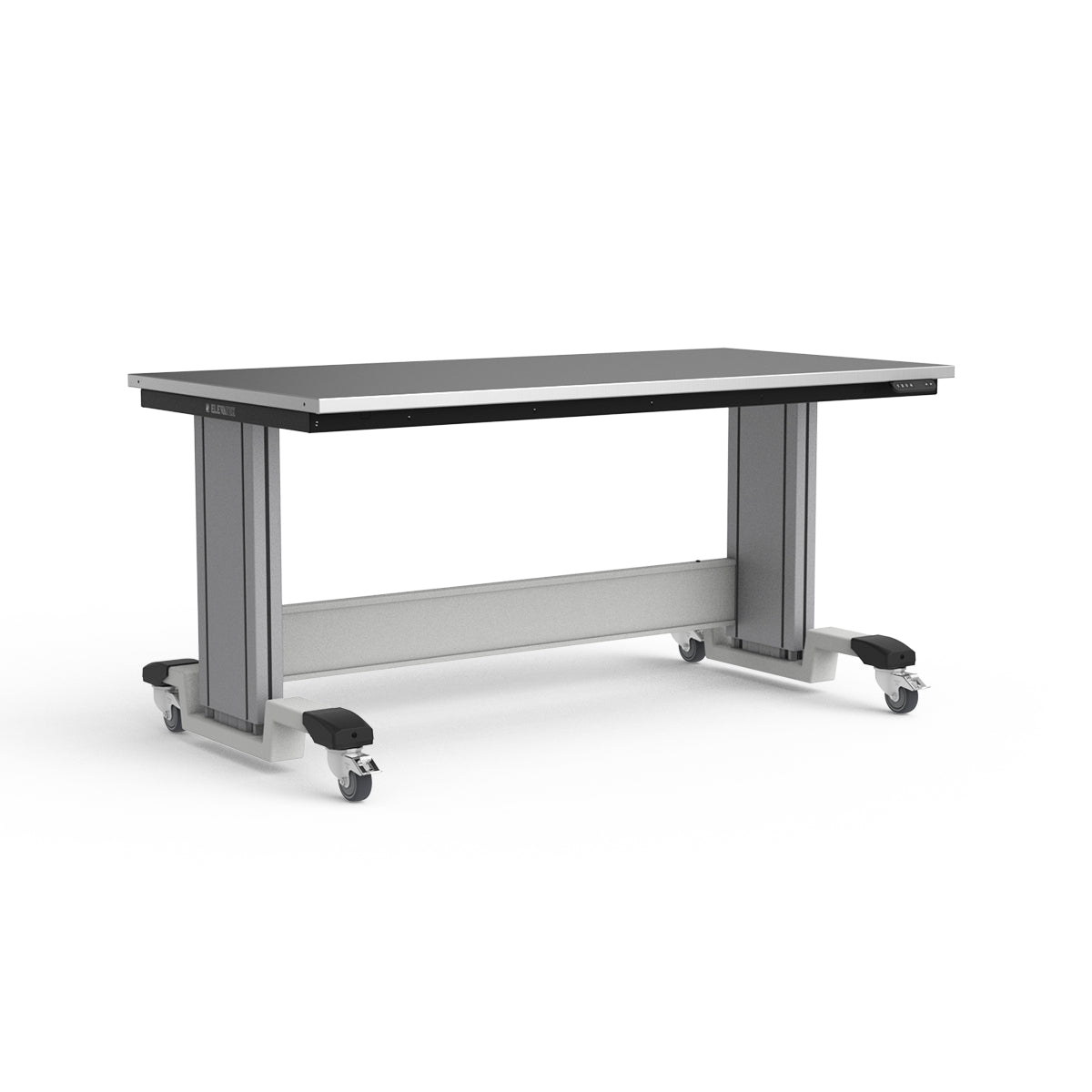 Mobile Adjustable Height Workbench - Stainless Steel Top