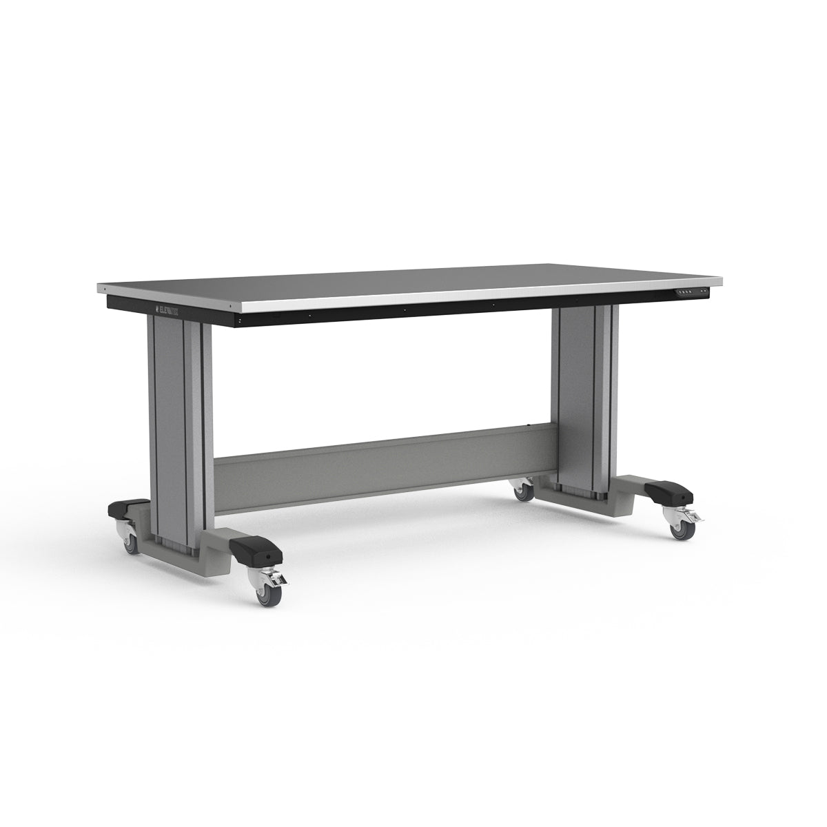 Mobile Adjustable Height Workbench - Stainless Steel Top