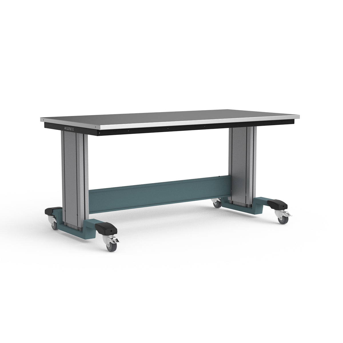 Mobile Adjustable Height Workbench - Stainless Steel Top