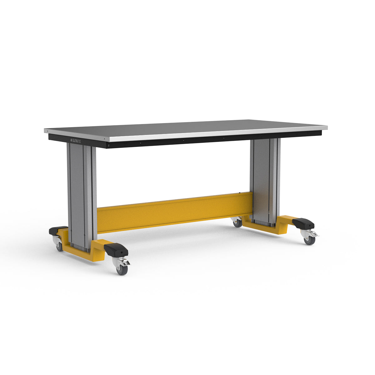 Mobile Adjustable Height Workbench - Stainless Steel Top